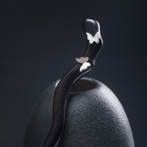 925 Silver Ebony Butterfly Relax Hairpin 925 Silver Ebony Butterfly Relax Hairpin