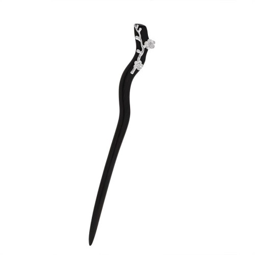 925 Silver Ebony Plum Blossom Hairpin 925 Silver Ebony Plum Blossom Hairpin