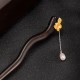925 Silver Ebony Lotus Flower Pearl Hairpin 925 Silver Ebony Lotus Flower Pearl Hairpin