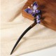 Ebony Wood Silk Flower Butterfly Blessing Hairpin Ebony Wood Silk Flower Butterfly Blessing Hairpin