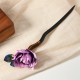Ebony Wood Silk Flower Butterfly Blessing Hairpin Ebony Wood Silk Flower Butterfly Blessing Hairpin