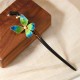 Ebony Wood Silk Flower Butterfly Blessing Hairpin Ebony Wood Silk Flower Butterfly Blessing Hairpin