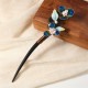Ebony Wood Silk Flower Butterfly Blessing Hairpin Ebony Wood Silk Flower Butterfly Blessing Hairpin