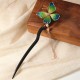 Ebony Wood Silk Flower Butterfly Blessing Hairpin Ebony Wood Silk Flower Butterfly Blessing Hairpin