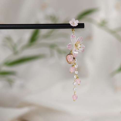 Pear Blossom Tassel Wood Hairpin Pear Blossom Tassel Wood Hairpin