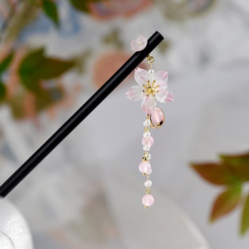 Pear Blossom Tassel Wood Hairpin Pear Blossom Tassel Wood Hairpin