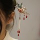 Flower Branch Butterfly Pearl Tassel Hairpin
