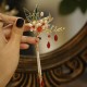 Flower Branch Butterfly Pearl Tassel Hairpin