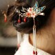 Flower Branch Butterfly Pearl Tassel Hairpin