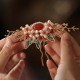 Flower Branch Butterfly Pearl Tassel Hairpin