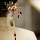 Flower Branch Butterfly Pearl Tassel Hairpin