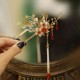 Flower Branch Butterfly Pearl Tassel Hairpin