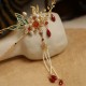 Flower Branch Butterfly Pearl Tassel Hairpin