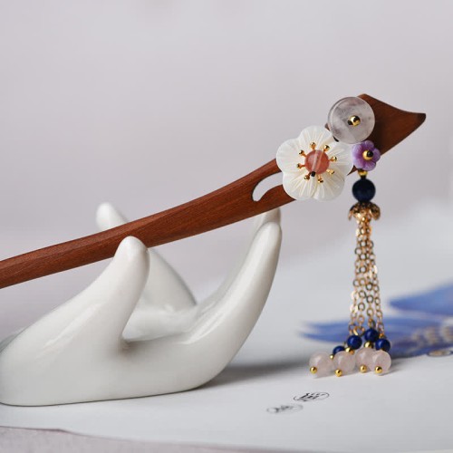 Red Sandalwood Pink Crystal Healing Hairpin Red Sandalwood Pink Crystal Healing Hairpin