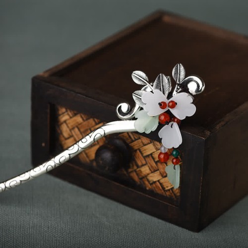 Red Agate Flower Leaf Confidence Hairpin Red Agate Flower Leaf Confidence Hairpin