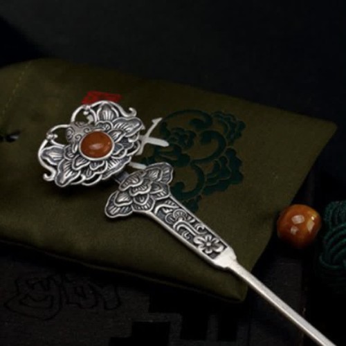 Red Agate Peony Flower Confidence Hairpin Red Agate Peony Flower Confidence Hairpin