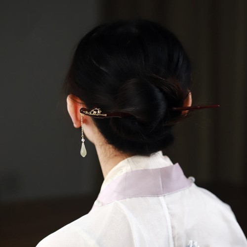 Red Sandalwood Water Drop Jade Protection Hairpin Red Sandalwood Water Drop Jade Protection Hairpin