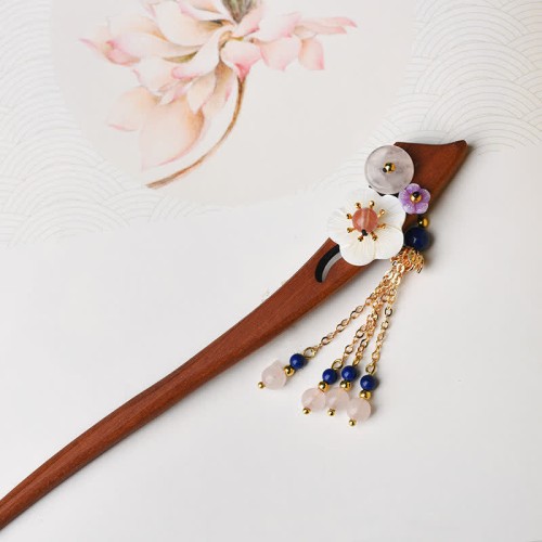 Red Sandalwood Pink Crystal Healing Hairpin Red Sandalwood Pink Crystal Healing Hairpin