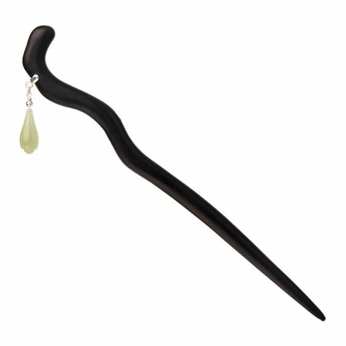 925 Silver Hetian Jade Ebony Luck Charm Hairpin 925 Silver Hetian Jade Ebony Luck Charm Hairpin