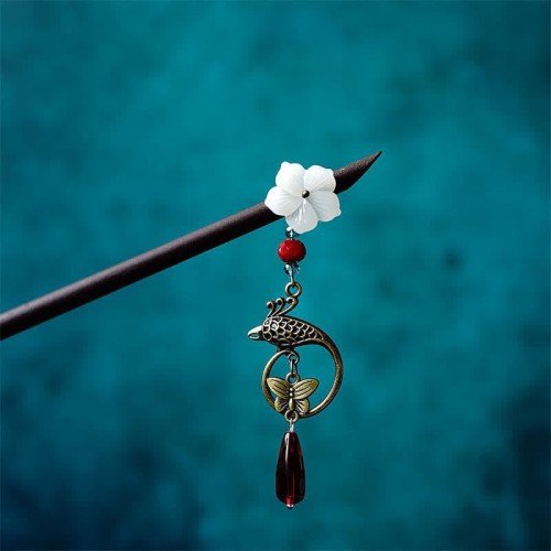 Pearl Flower Leaf Butterfly Hairpin Pearl Flower Leaf Butterfly Hairpin