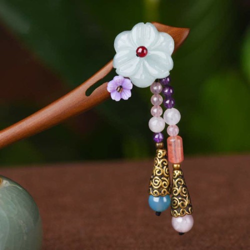 Red Sandalwood Amethyst Protection Hairpin Red Sandalwood Amethyst Protection Hairpin