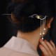 Ebony Wood Yellow Flower Pearl Tassel Hairpin Ebony Wood Yellow Flower Pearl Tassel Hairpin