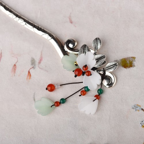 Red Agate Flower Leaf Confidence Hairpin Red Agate Flower Leaf Confidence Hairpin