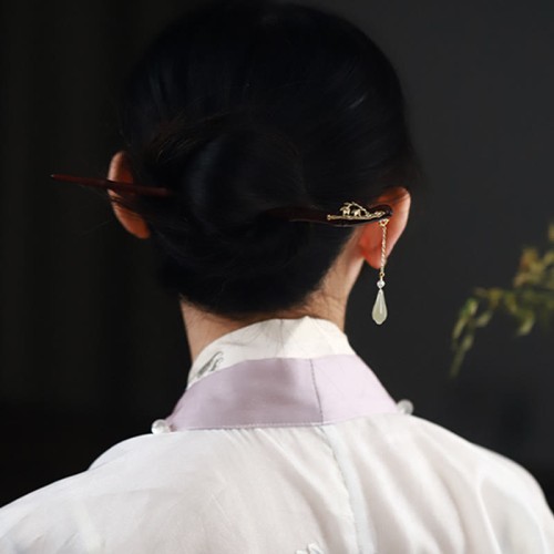 Red Sandalwood Water Drop Jade Protection Hairpin Red Sandalwood Water Drop Jade Protection Hairpin