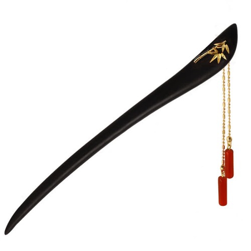 Red Agate Ebony Tassel Confidence Hairpin Red Agate Ebony Tassel Confidence Hairpin