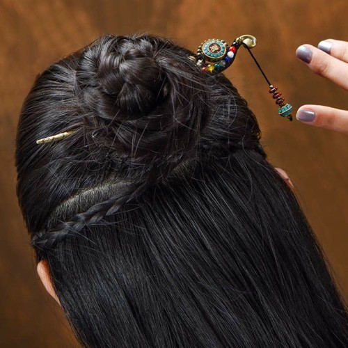 Tibetan Turquoise Agate Protection Hairpin