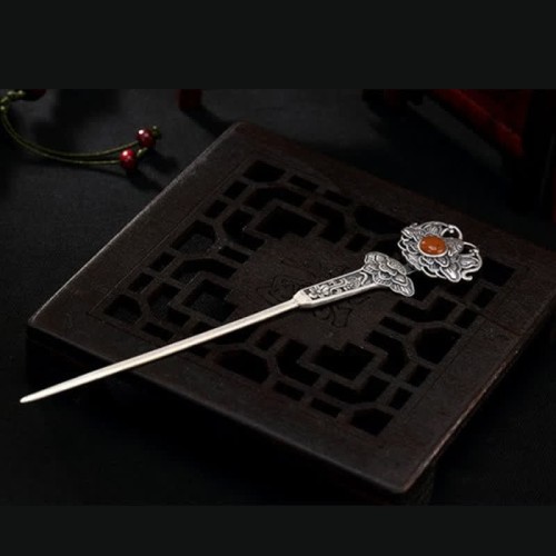 Red Agate Peony Flower Confidence Hairpin Red Agate Peony Flower Confidence Hairpin