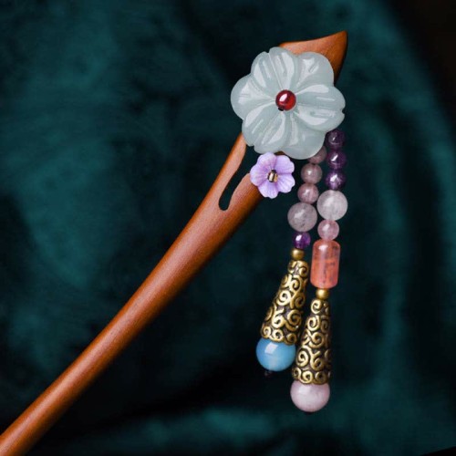 Red Sandalwood Amethyst Protection Hairpin Red Sandalwood Amethyst Protection Hairpin