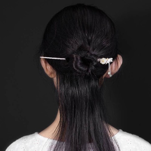 925 Silver Hetian White Jade Flower Hairpin 925 Silver Hetian White Jade Flower Hairpin