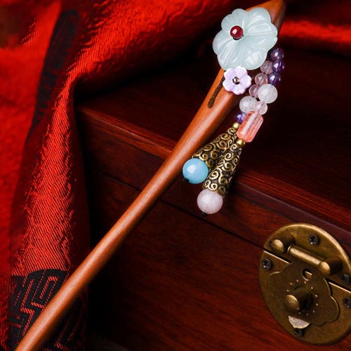 Red Sandalwood Amethyst Protection Hairpin Red Sandalwood Amethyst Protection Hairpin