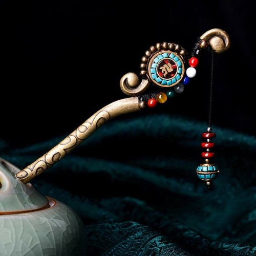 Tibetan Turquoise Agate Protection Hairpin