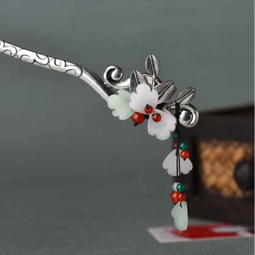 Red Agate Flower Leaf Confidence Hairpin Red Agate Flower Leaf Confidence Hairpin