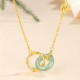 Sterling Silver Green Aventurine Bamboo Coin Necklace Sterling Silver Green Aventurine Bamboo Coin Necklace
