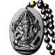 Obsidian Ganesh Elephant Wealth Necklace Pendant Obsidian Ganesh Elephant Wealth Necklace Pendant