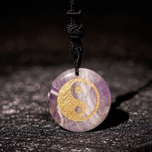 Amethyst Tiger Eye Green Aventurine Yin Yang Necklace Amethyst Tiger Eye Green Aventurine Yin Yang Necklace