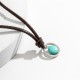 Round Turquoise Stone Protection Necklace Pendant Round Turquoise Stone Protection Necklace Pendant
