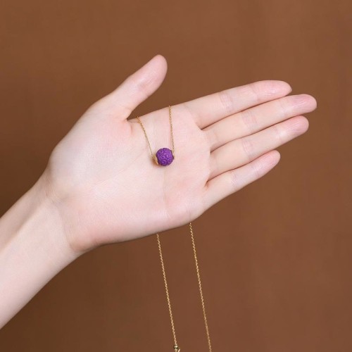 Sterling Silver Gold Purple Mica Stone Necklace Set Sterling Silver Gold Purple Mica Stone Necklace Set