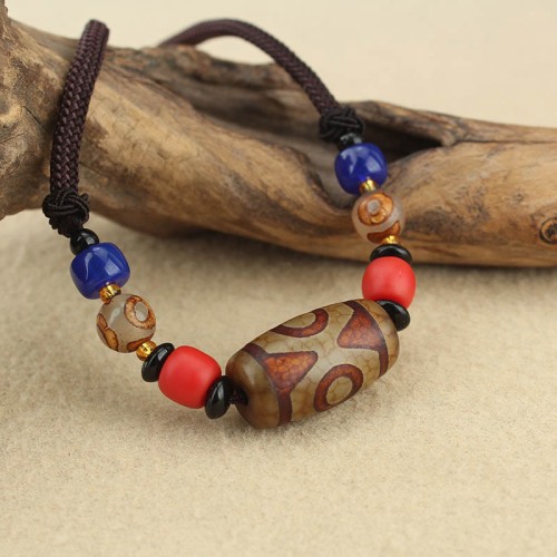 Tibetan Nine-Eye Dzi Bead Protection Necklace Tibetan Nine-Eye Dzi Bead Protection Necklace