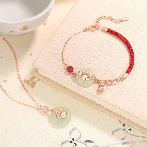 925 Silver Dragon Hetian Jade Peace Buckle Necklace 925 Silver Dragon Hetian Jade Peace Buckle Necklace