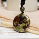 Lucky Coin Healing Crystal Gemstone Necklace