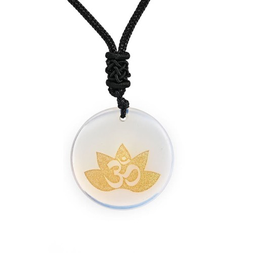 OM Lotus Symbol Amethyst Tiger Eye Healing Necklace OM Lotus Symbol Amethyst Tiger Eye Healing Necklace