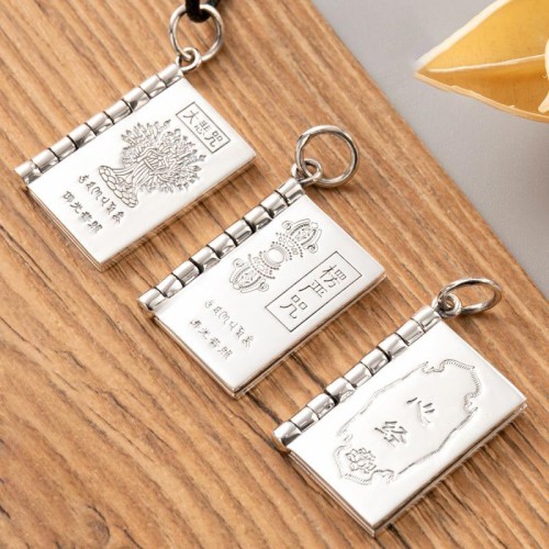 990 Silver Heart Sutra Mantra Peace Necklace 990 Silver Heart Sutra Mantra Peace Necklace