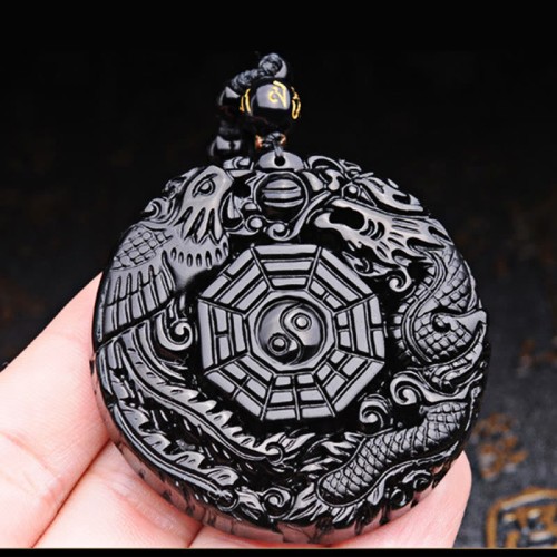 Bagua Dragon Phoenix Obsidian Fulfilment Necklace Bagua Dragon Phoenix Obsidian Fulfilment Necklace