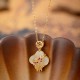 925 Silver Hetian Jade Orchid Clover Luck Necklace Set 925 Silver Hetian Jade Orchid Clover Luck Necklace Set