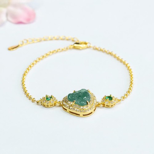 Laughing Buddha Green Jade Zircon Luck Bracelet Laughing Buddha Green Jade Zircon Luck Bracelet