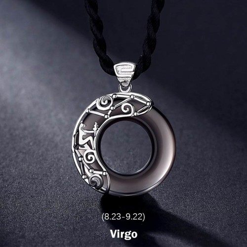 Zodiac Ice Obsidian Blessing Round Necklace Zodiac Ice Obsidian Blessing Round Necklace